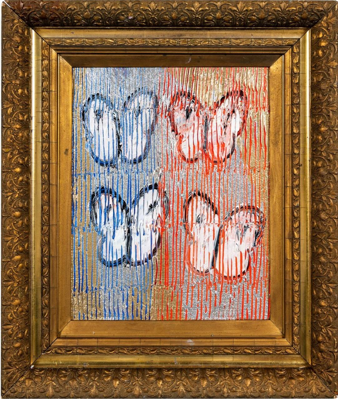 Hunt Slonem Abstract Painting - Red, White, & Blue