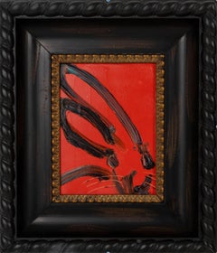 "Rod" (Black Outlined Bunny on Red Background)