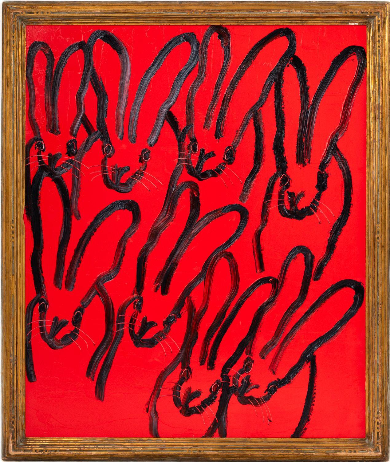 Hunt Slonem Animal Painting – Rolling Rock  Rote Eclipse