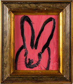 Rose "Bunny Painting" Original Oil Painting in Ornate Vintage Frame