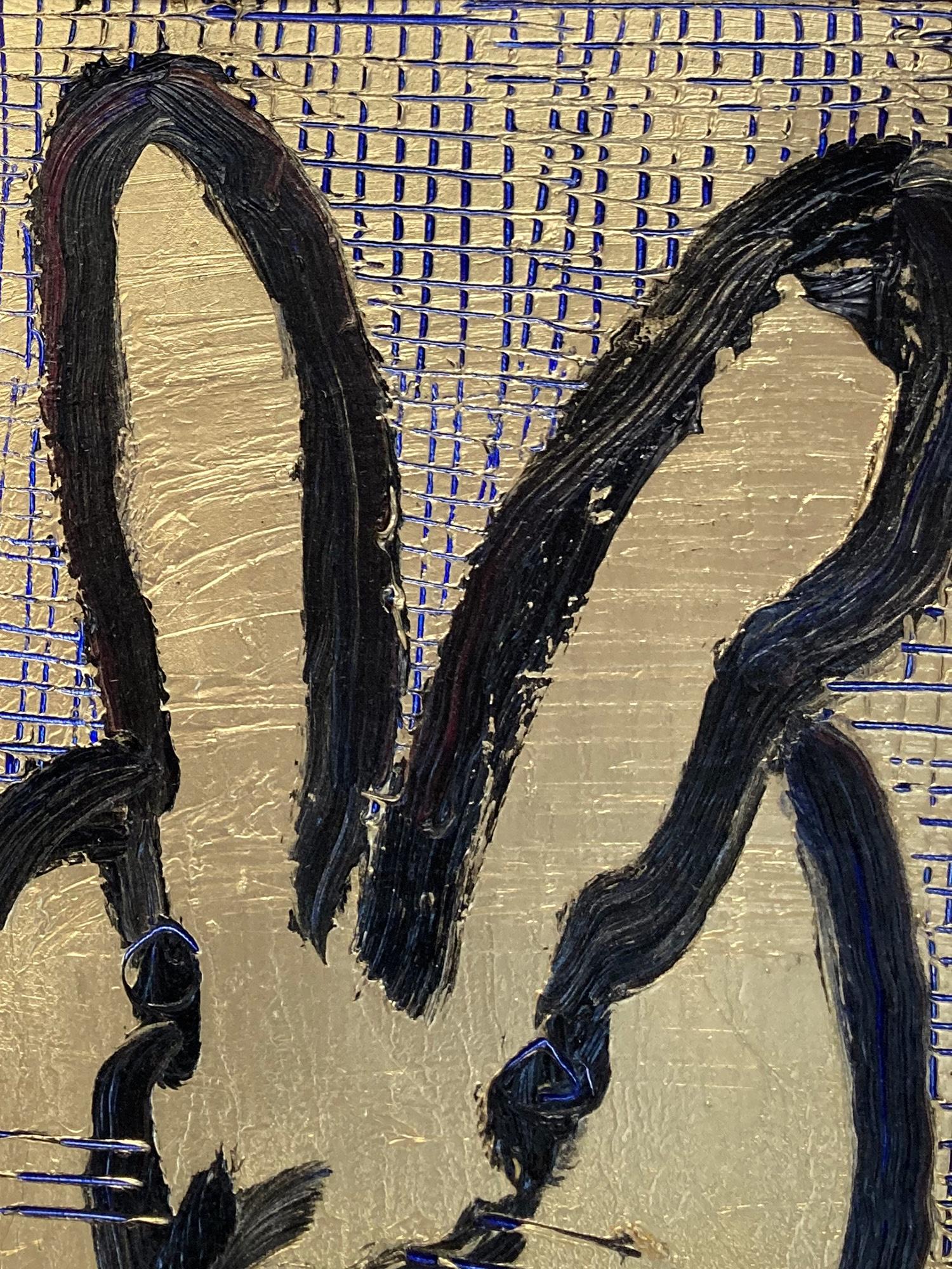 This piece depicts a gestural figure of bunny against a gold scored background with ultramarine blue accents. Inspired by nature and a genuine love for animals, Slonem's paintings encompass unique inspirations drawn from the world. While viewing
