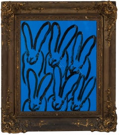 Sextet Playscape "Bunny Painting" Blue Oil Painting in Ornate Vintage Frame