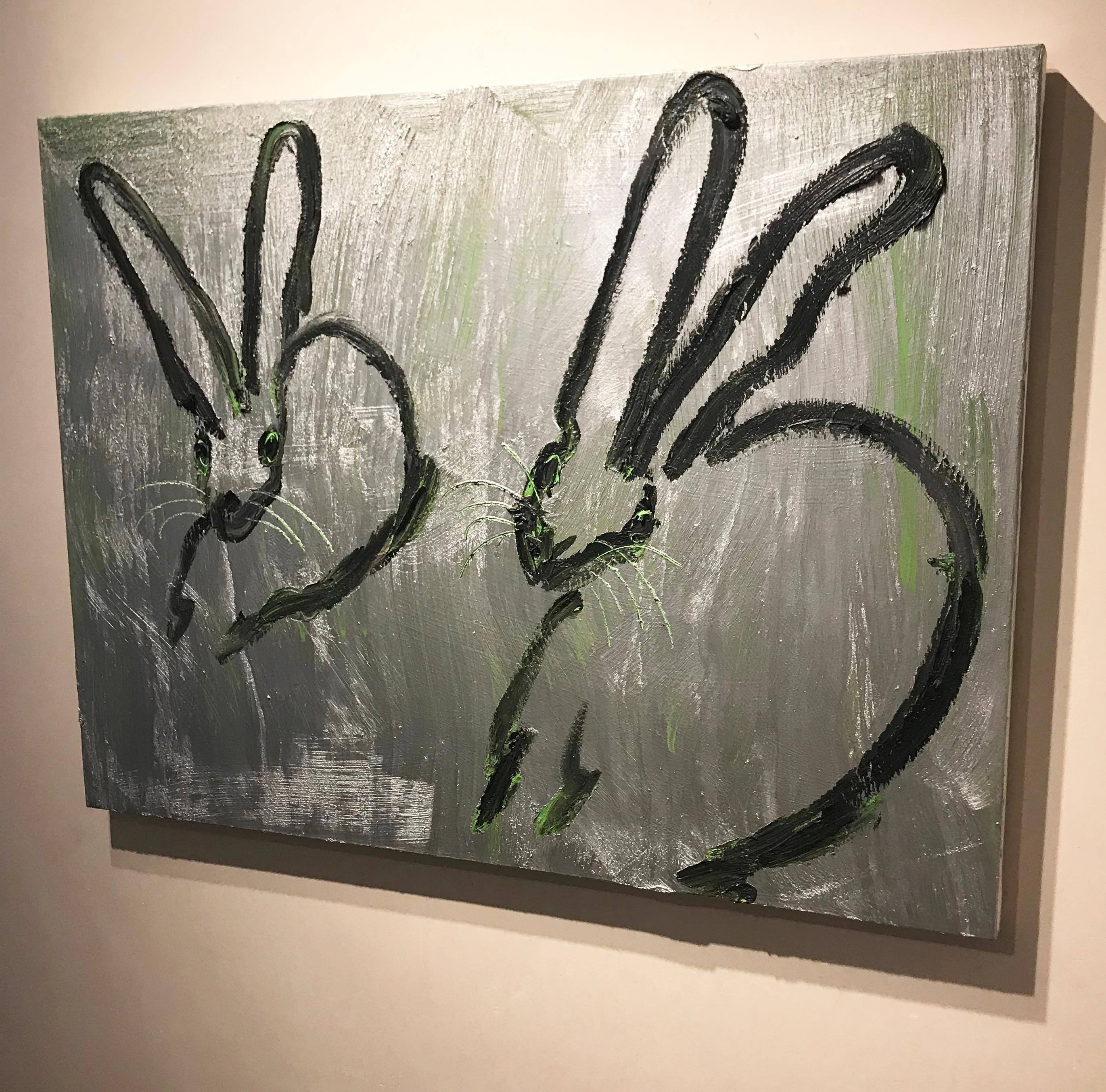 Shamrock  by Hunt Slonem (30 x 40 inches, neo-expressionist, silver, gestural) 4