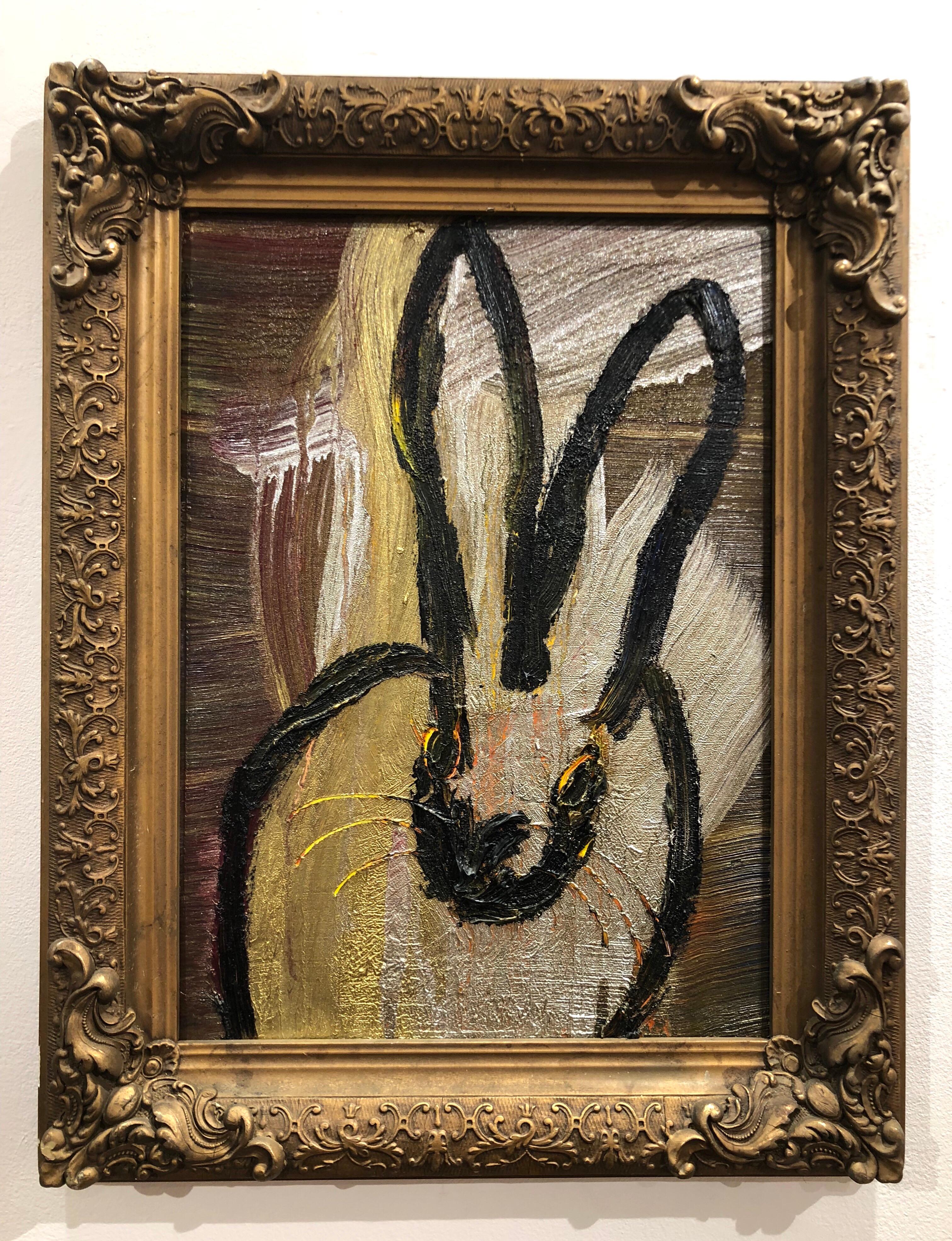 Silver & Gold Bunny - Painting by Hunt Slonem