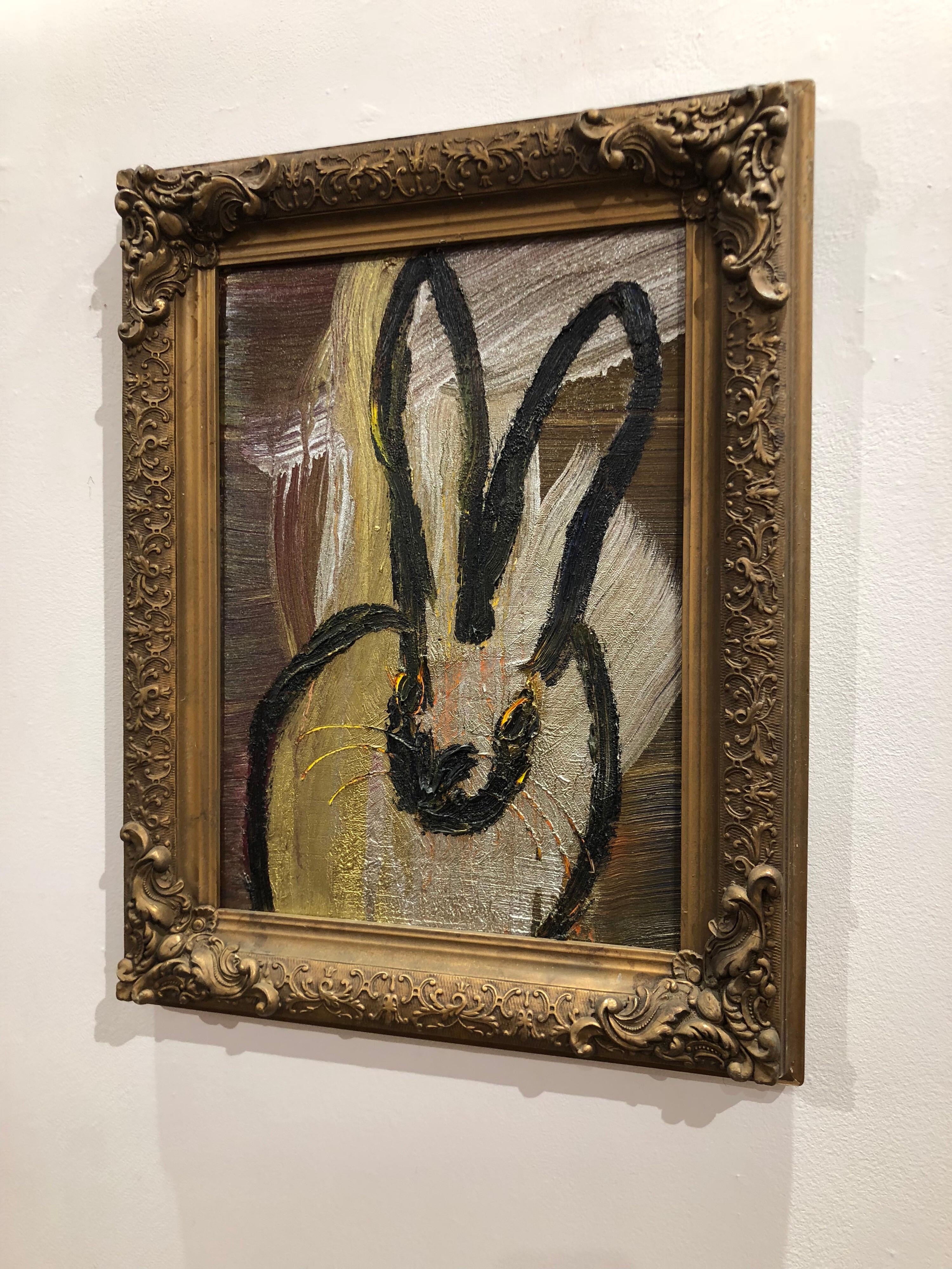 Silver & Gold Bunny - Contemporary Painting by Hunt Slonem