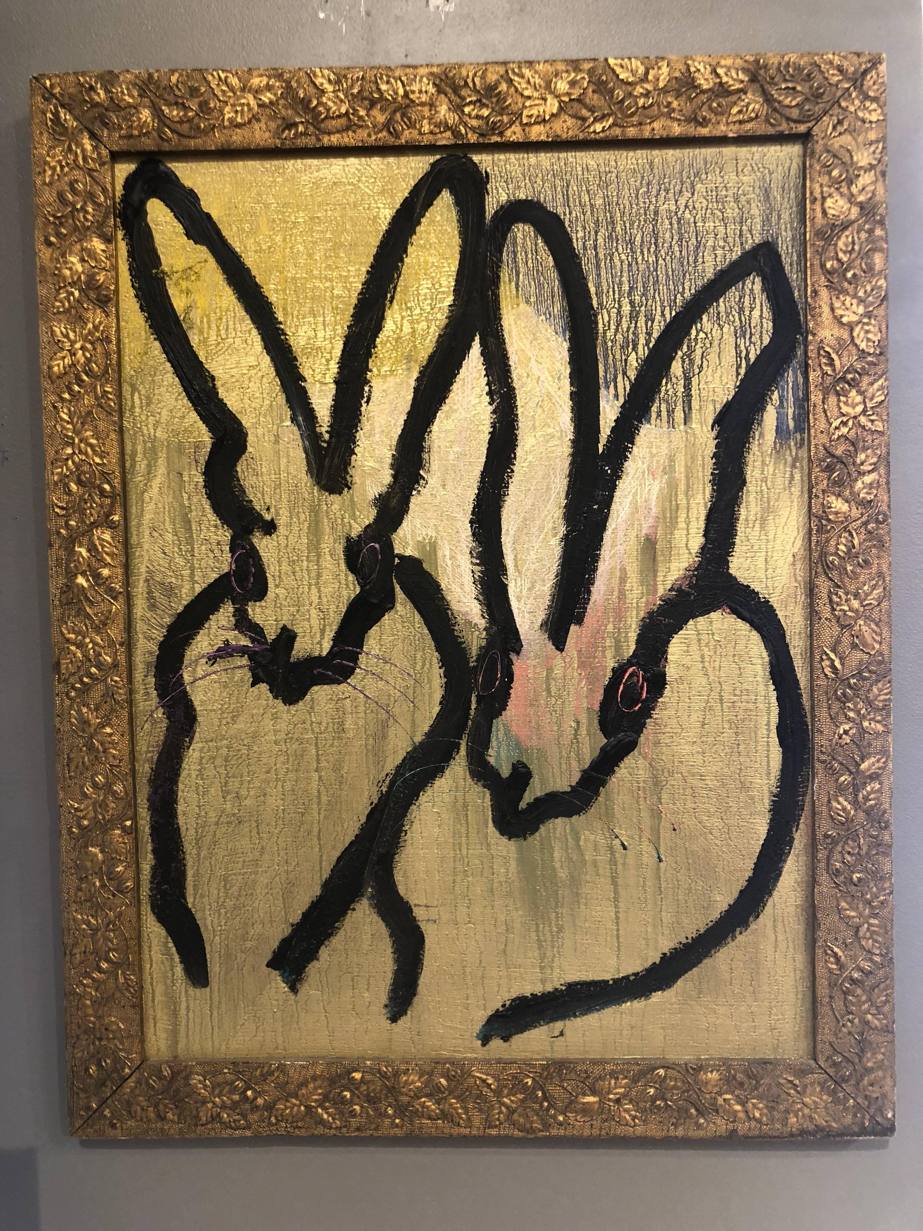 Sky Rocket Bunnies - Painting by Hunt Slonem