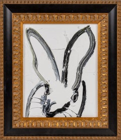 Snow White -black and white gestural rabbit oil painting 