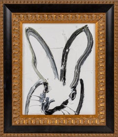 Snow White -black and white gestural rabbit oil painting