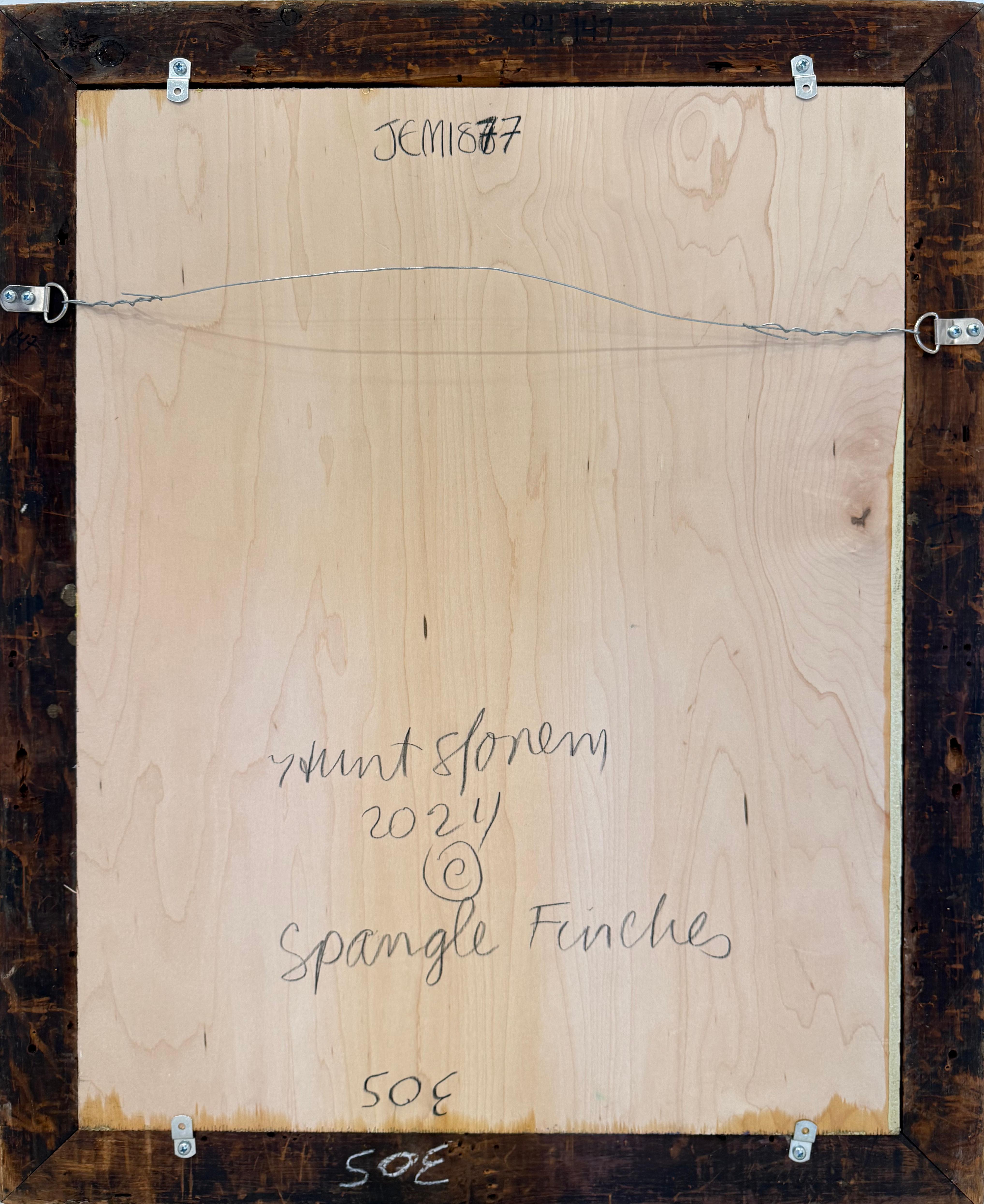 Artist:  Slonem, Hunt
Title:  Spangle Finches
Date:  2024
Medium:  Oil on wood
Unframed Dimensions:  26