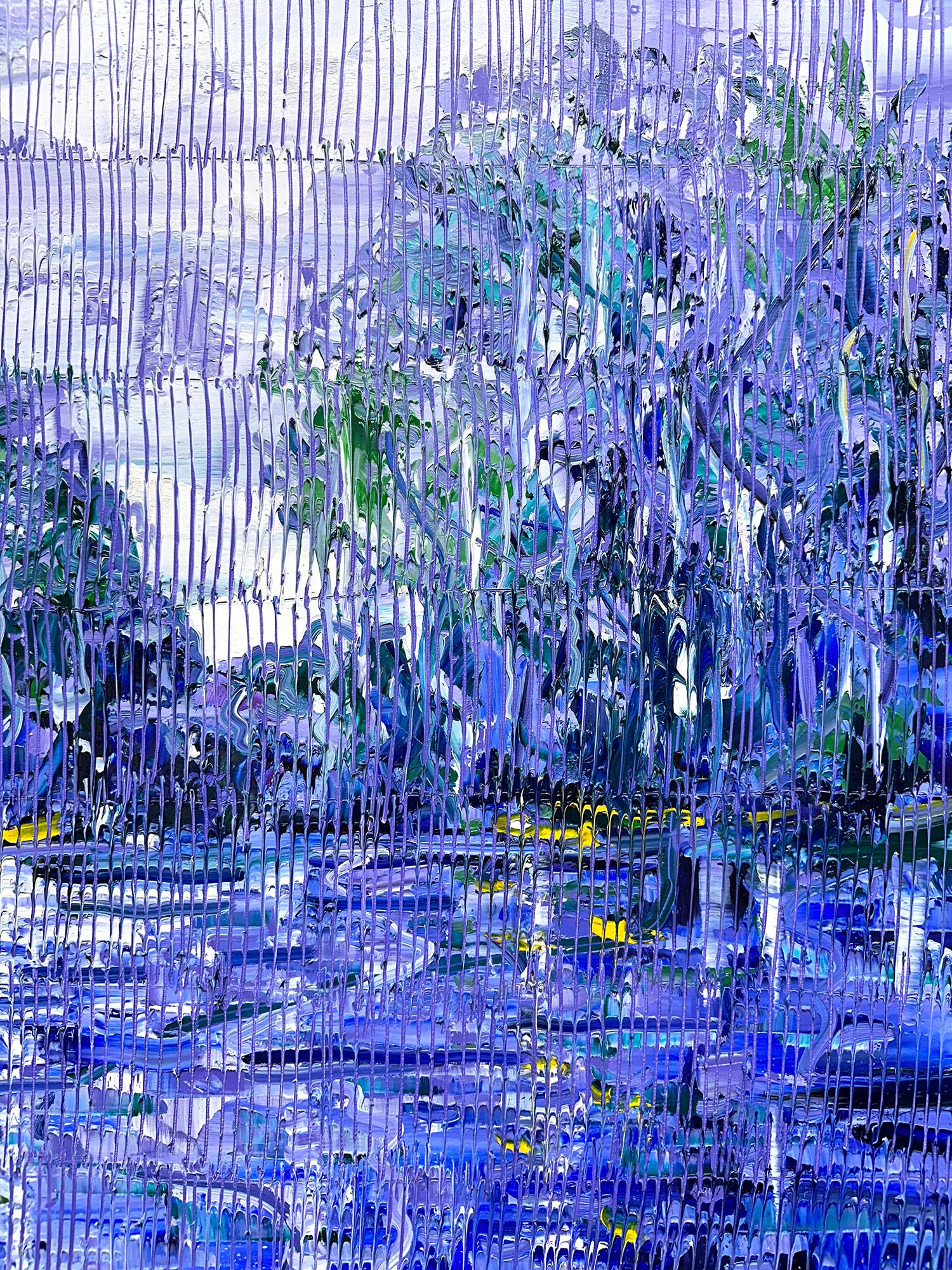 „Spanish Moss Teche Bayou“ Lila & Blau getönte Landschaft, Ölgemälde  (Neue Wilde), Painting, von Hunt Slonem