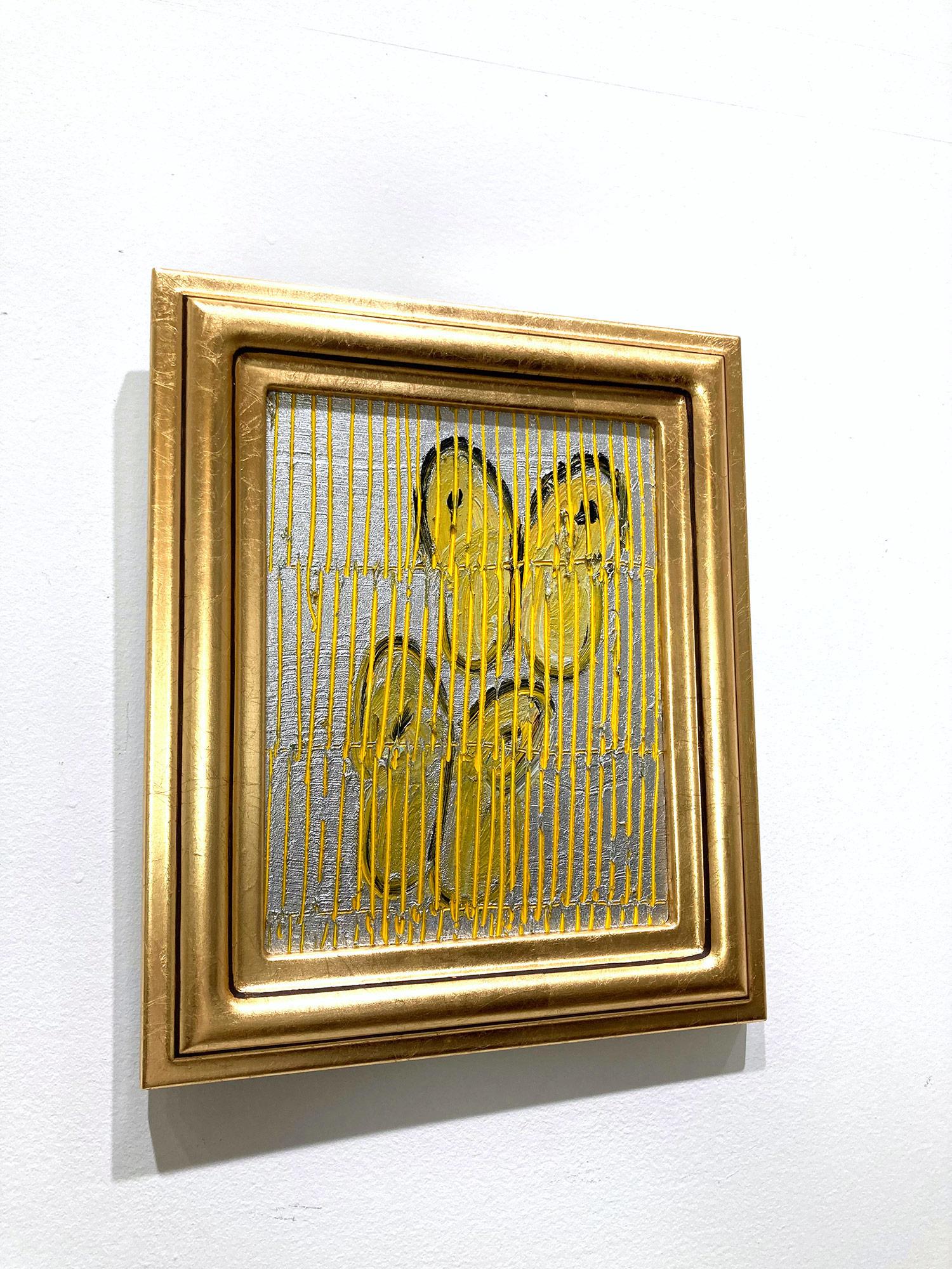Sculptures, papillons jaunes et noirs sur fond argenté avec appliques  en vente 7