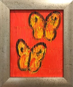 "Sulphurs" (Yellow Butterflies on Red Background with Scoring)