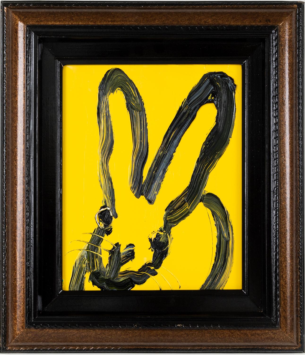 Hunt Slonem Figurative Painting - Tansy 2 "Bunny Painting" Original Oil Painting in Vintage Frame