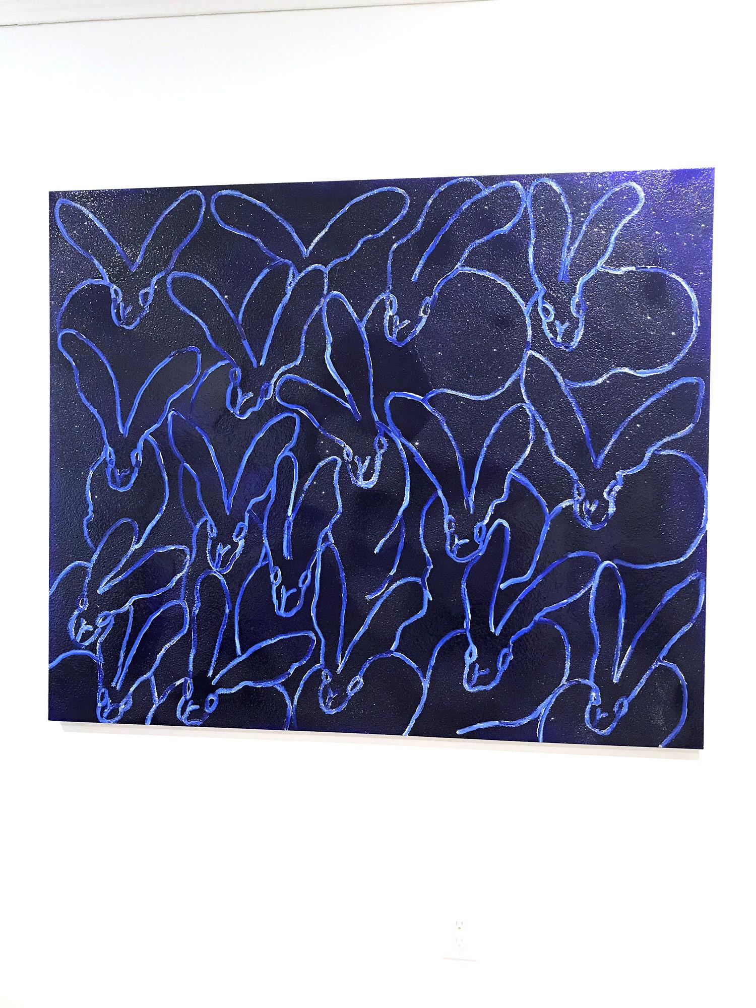 Tanzania Blues (Diamond Dust Bunnies on Ultramarine Blue) Oil Painting on Canvas 3