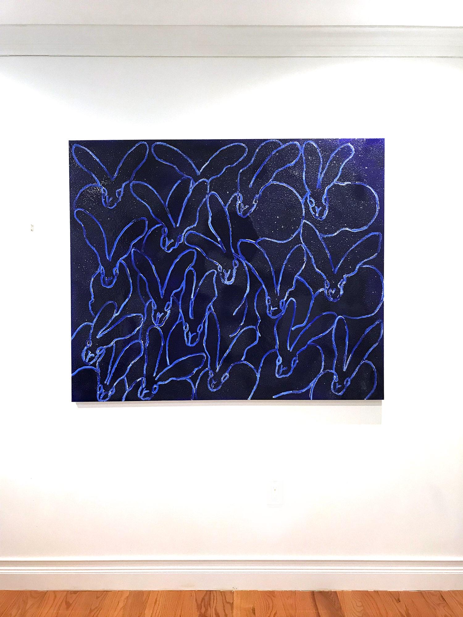 Tanzania Blues (Diamond Dust Bunnies on Ultramarine Blue) Oil Painting on Canvas 6