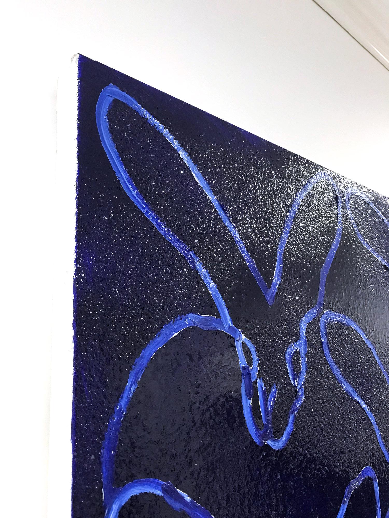 Tanzania Blues (Diamond Dust Bunnies on Ultramarine Blue) Oil Painting on Canvas 1