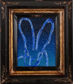dust bunny vintage Tanzanite Diamond Dust "Bunny Painting" in Vintage Frame / Deep Blues / Signed