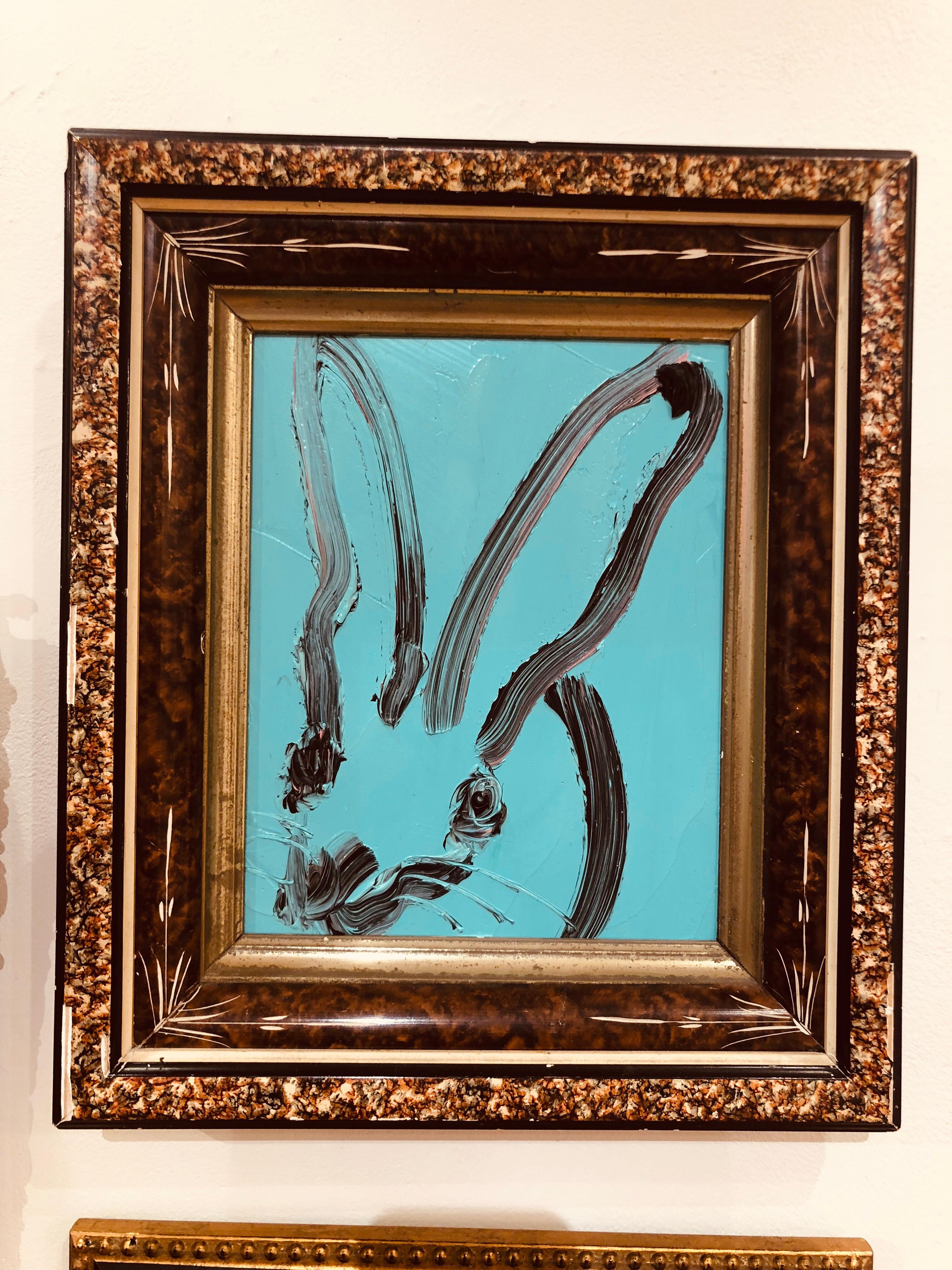 Teal Bunny - Contemporary Painting by Hunt Slonem