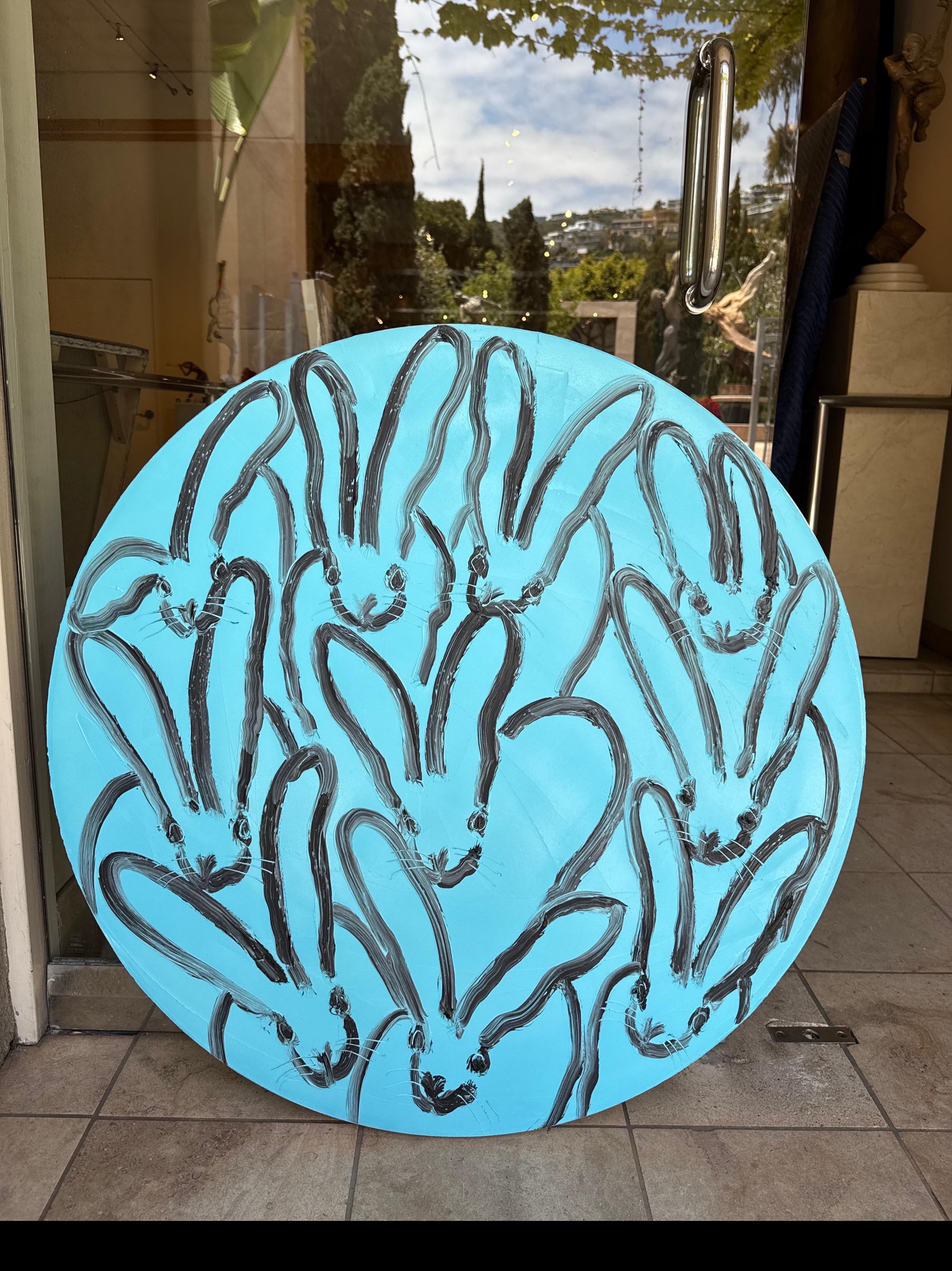 Teal Tondo - Contemporary Painting by Hunt Slonem