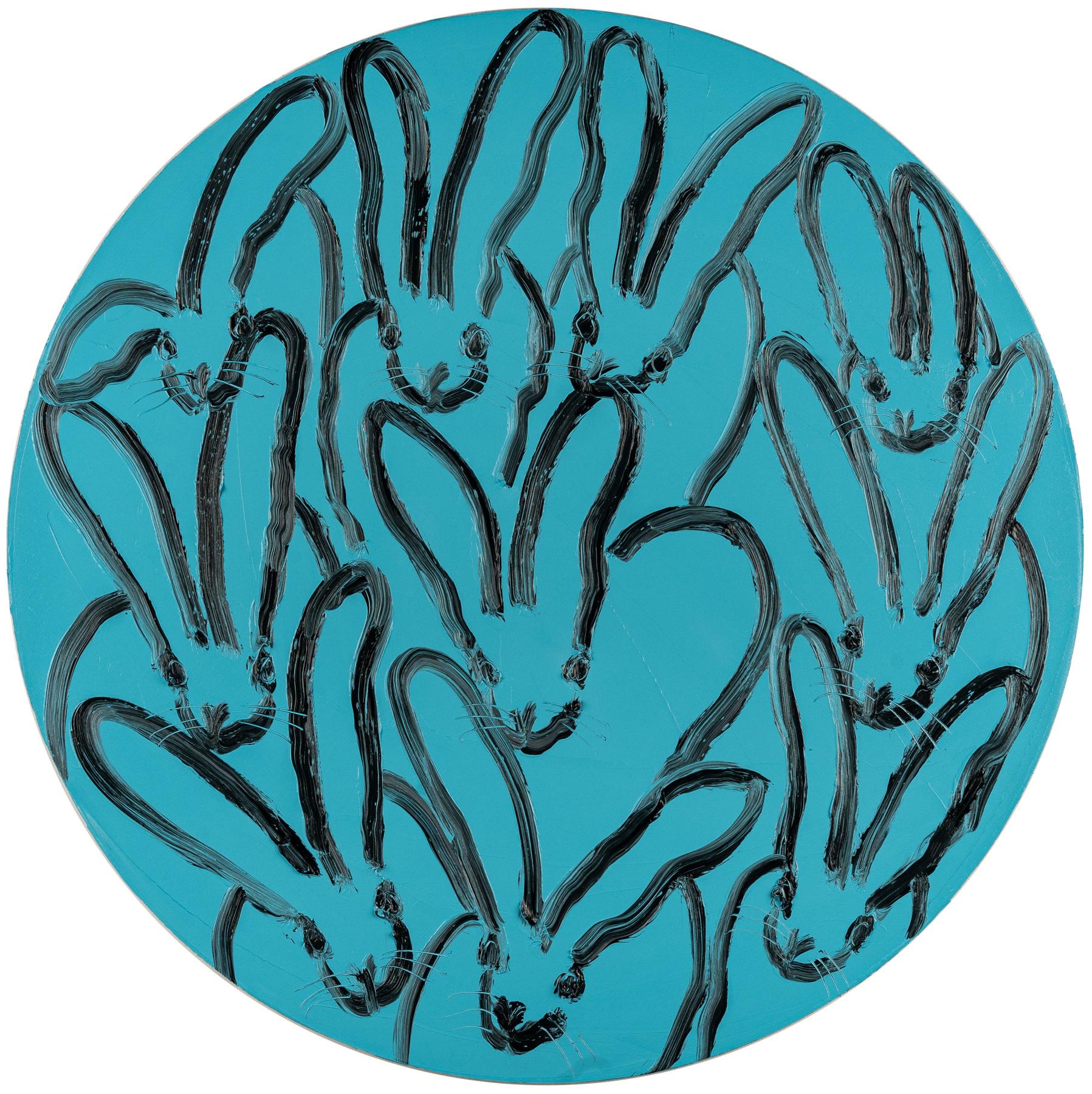 Teal Tondo - Painting by Hunt Slonem
