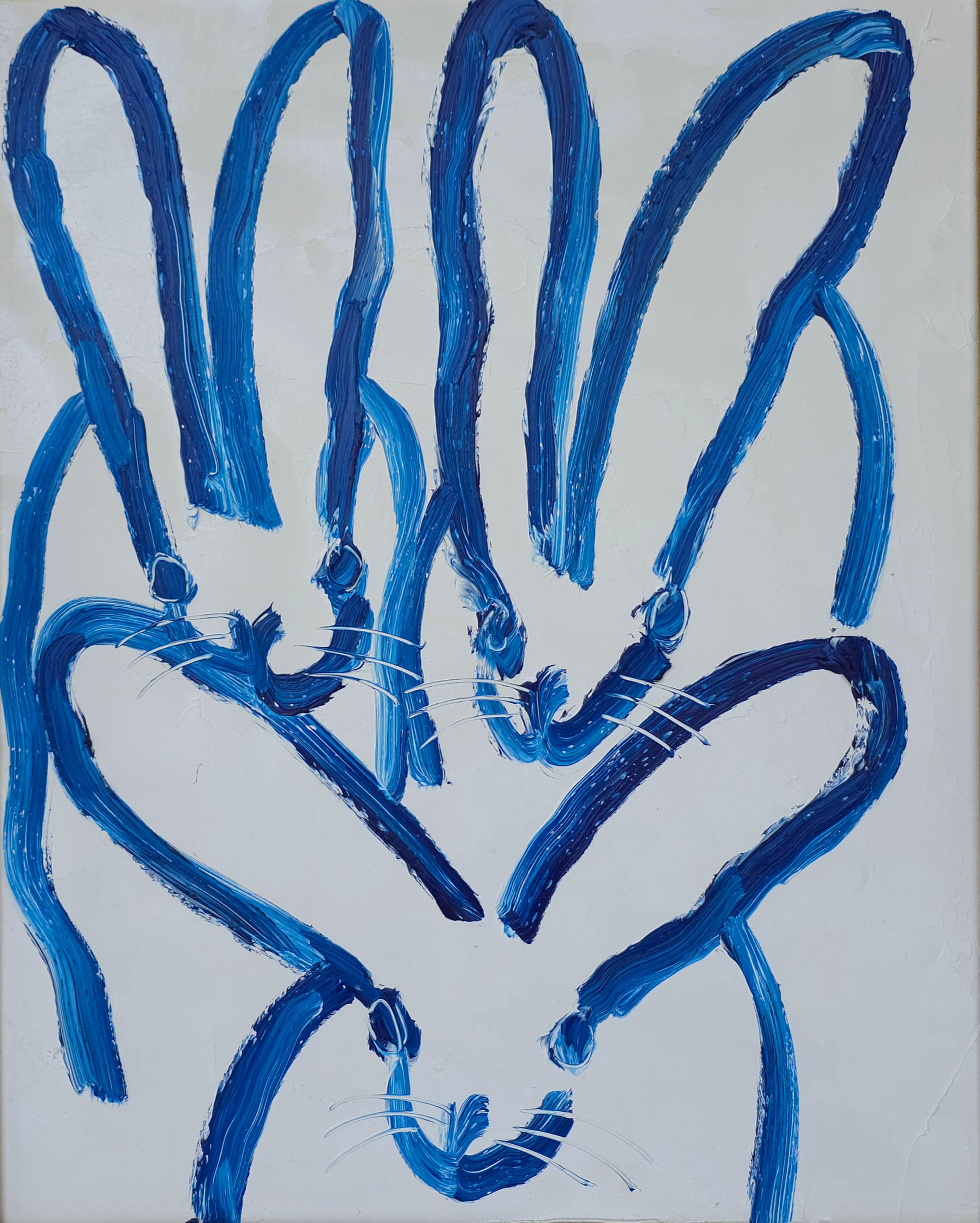 Tre coniglietti blu - Painting Neoespressionismo di Hunt Slonem