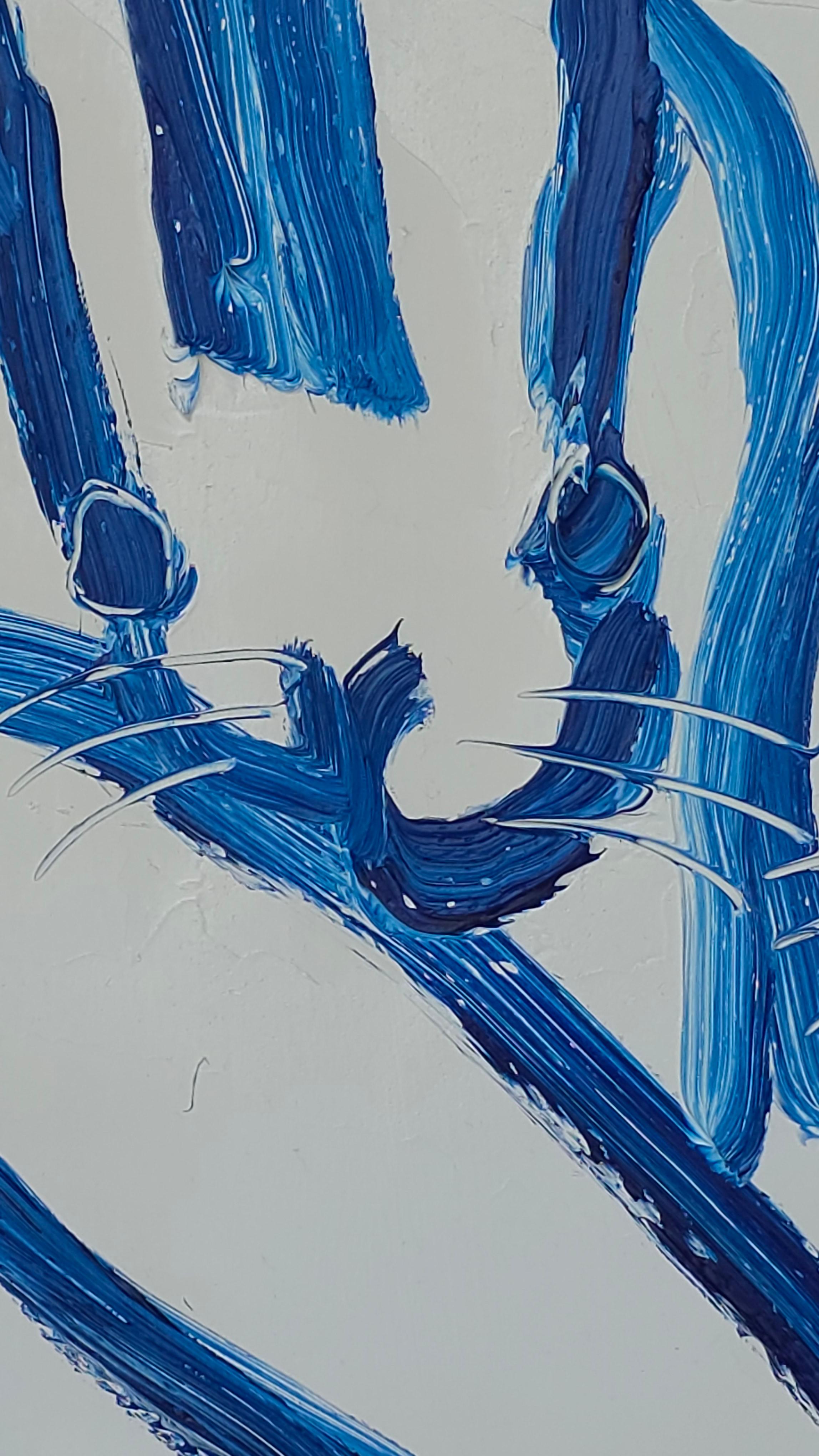 Tre coniglietti blu - Animal Painting Marrone di Hunt Slonem