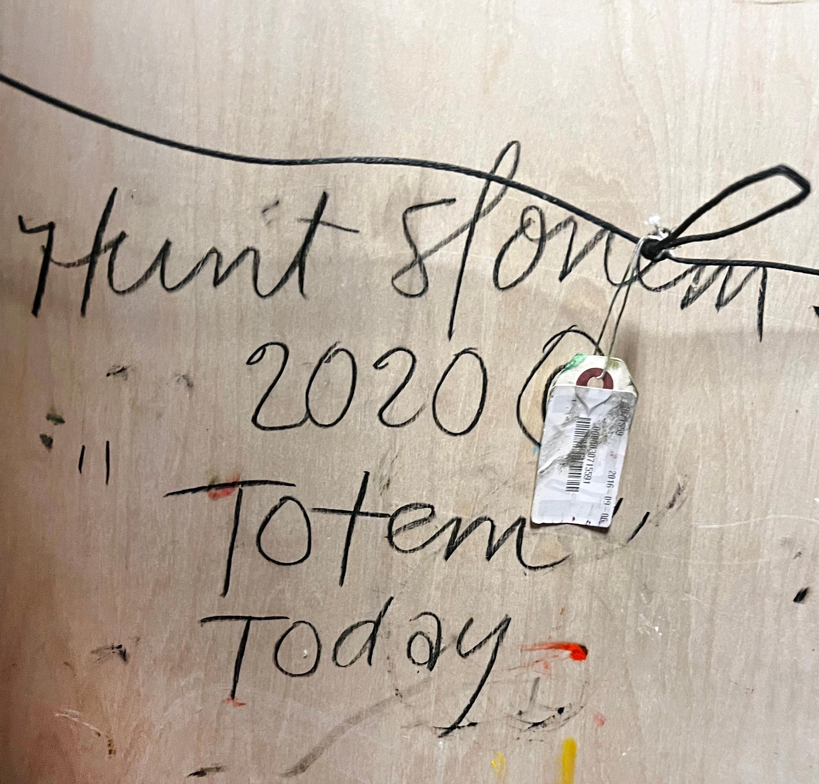 Artist:  Slonem, Hunt
Title:  Totem Today
Series:  Bunnies
Date:  2020
Medium:  Oil on wood
Unframed Dimensions:  26