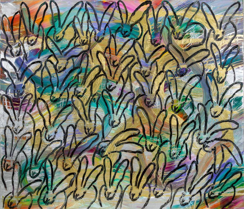 Hunt Slonem Animal Painting – Totem Tuesday Buntes Bunny-Gemälde