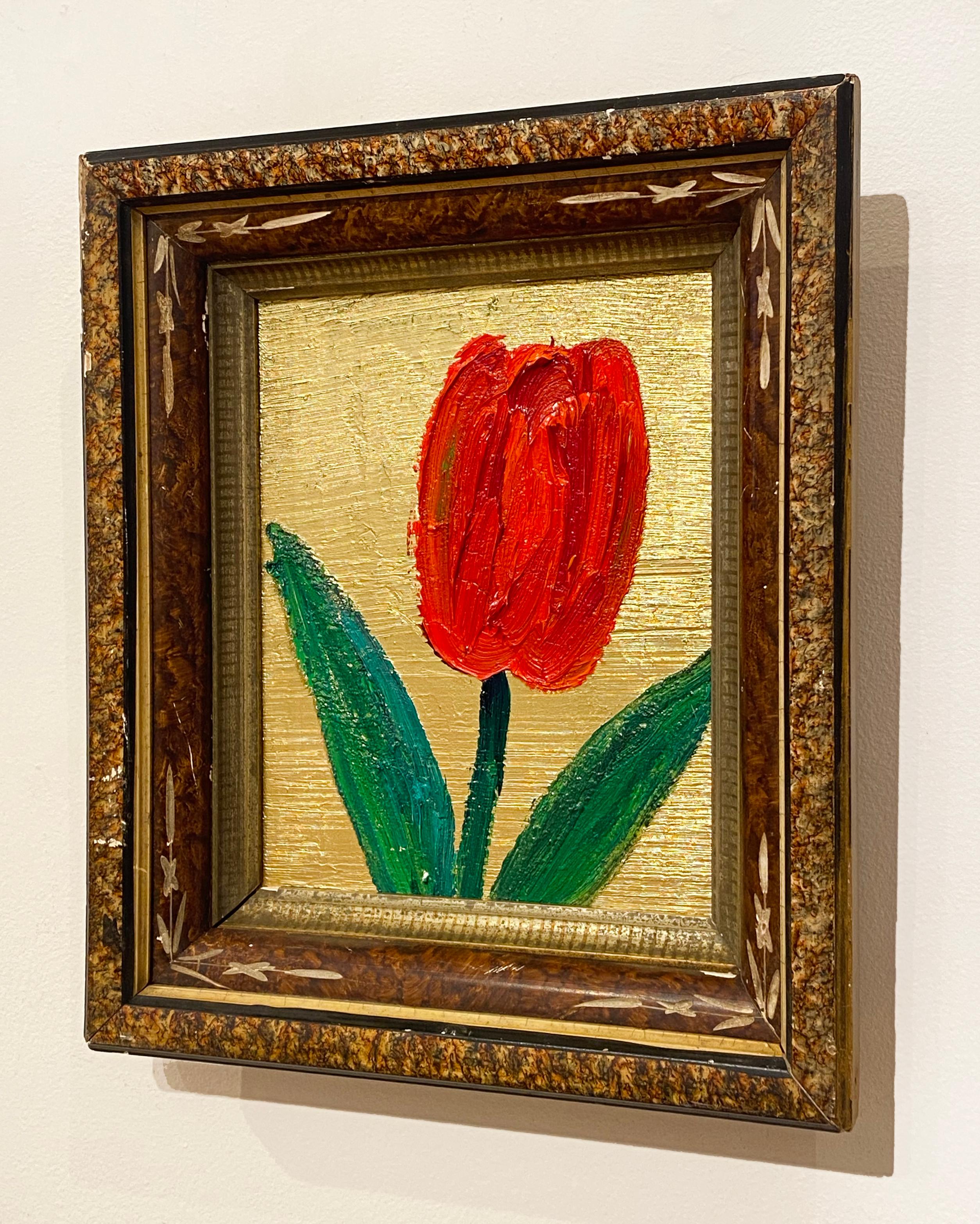 Artist:  Slonem, Hunt
Title: Tulip
Date:  2023
Medium:  Oil on Wood
Unframed Dimensions:  10