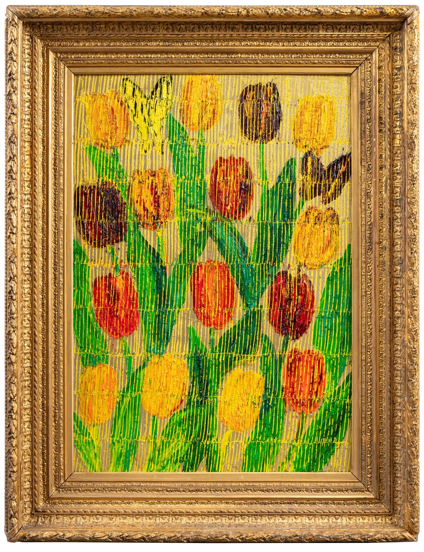 Tulip Hedge, 2023 - Painting by Hunt Slonem