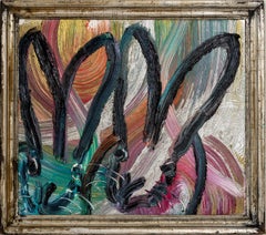 Two / "Bunny Painting" by Hunt Slonem in Vintage Frame