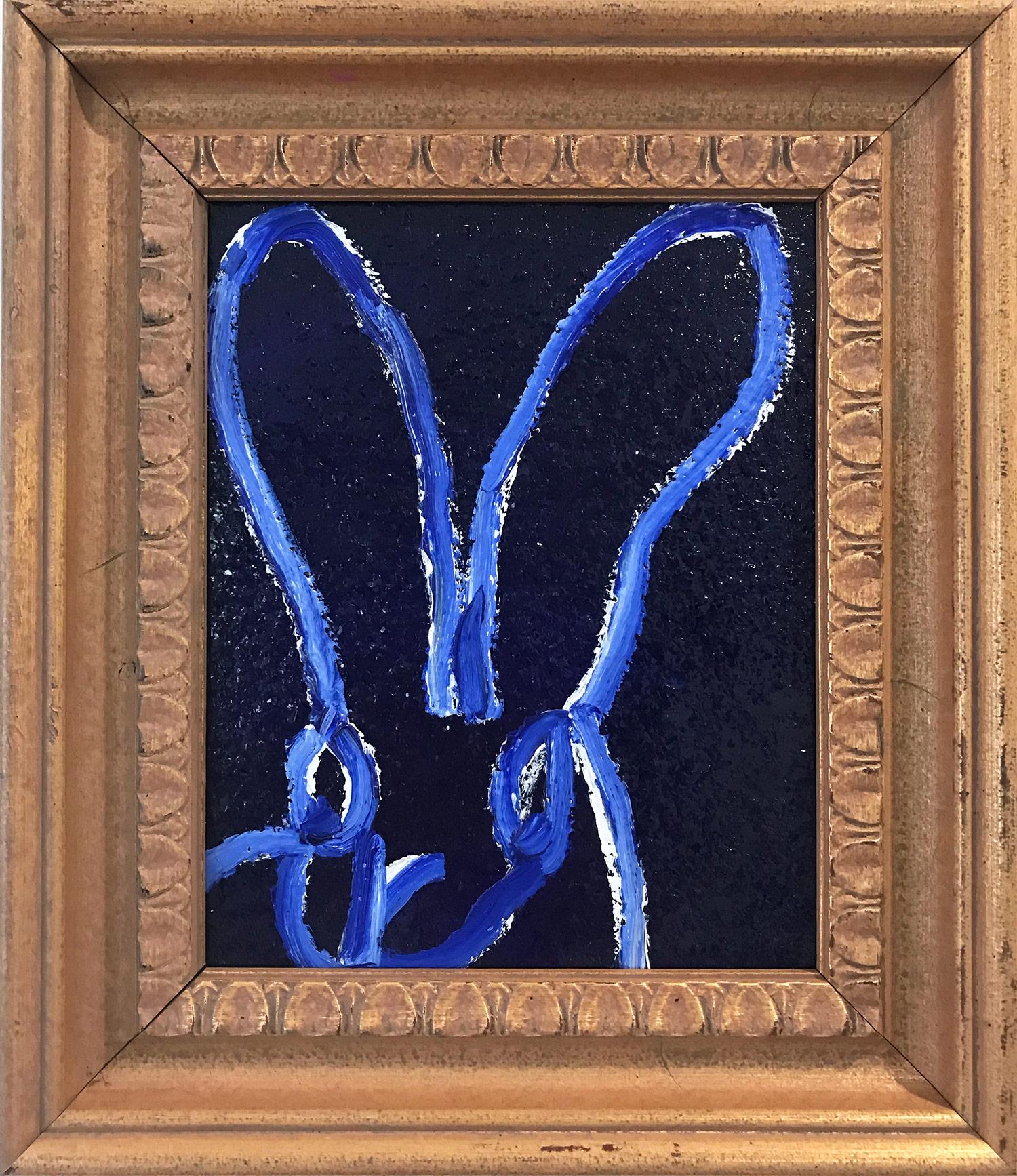 Hunt Slonem Abstract Painting - "Ultramarine Blues" (Diamond Dust Bunny on Ultramarine Blue)