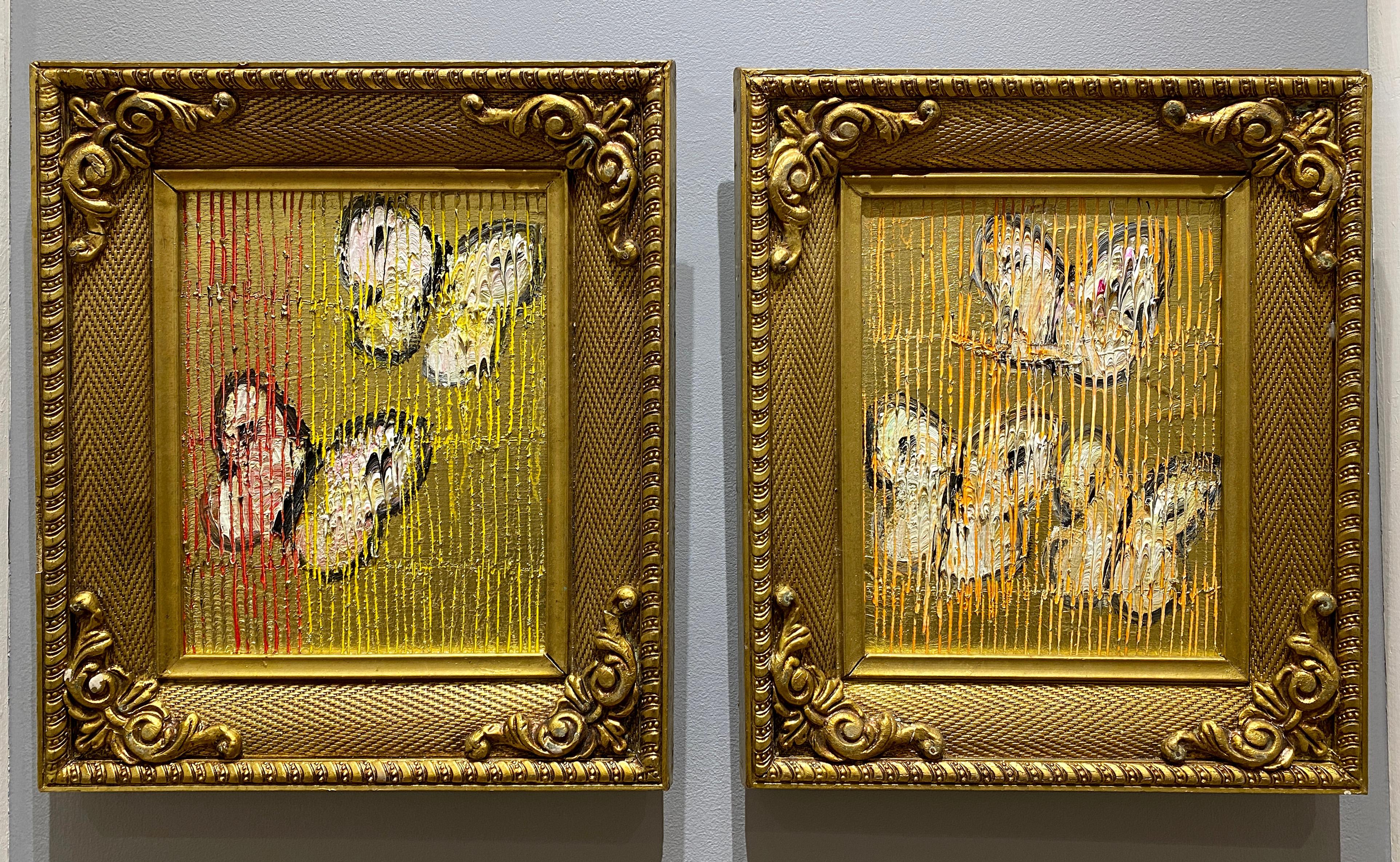 Untitled (3 Butterflies) - Painting by Hunt Slonem