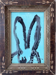 "Untitled" (Black Bunny on Light Blue Turquoise Background)
