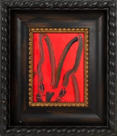 "Untitled" (Black Outlined Bunny on Scarlet Red Background)