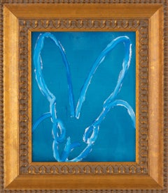 Untitled  Bunny -framed blue high gloss pearl oil painting with resin