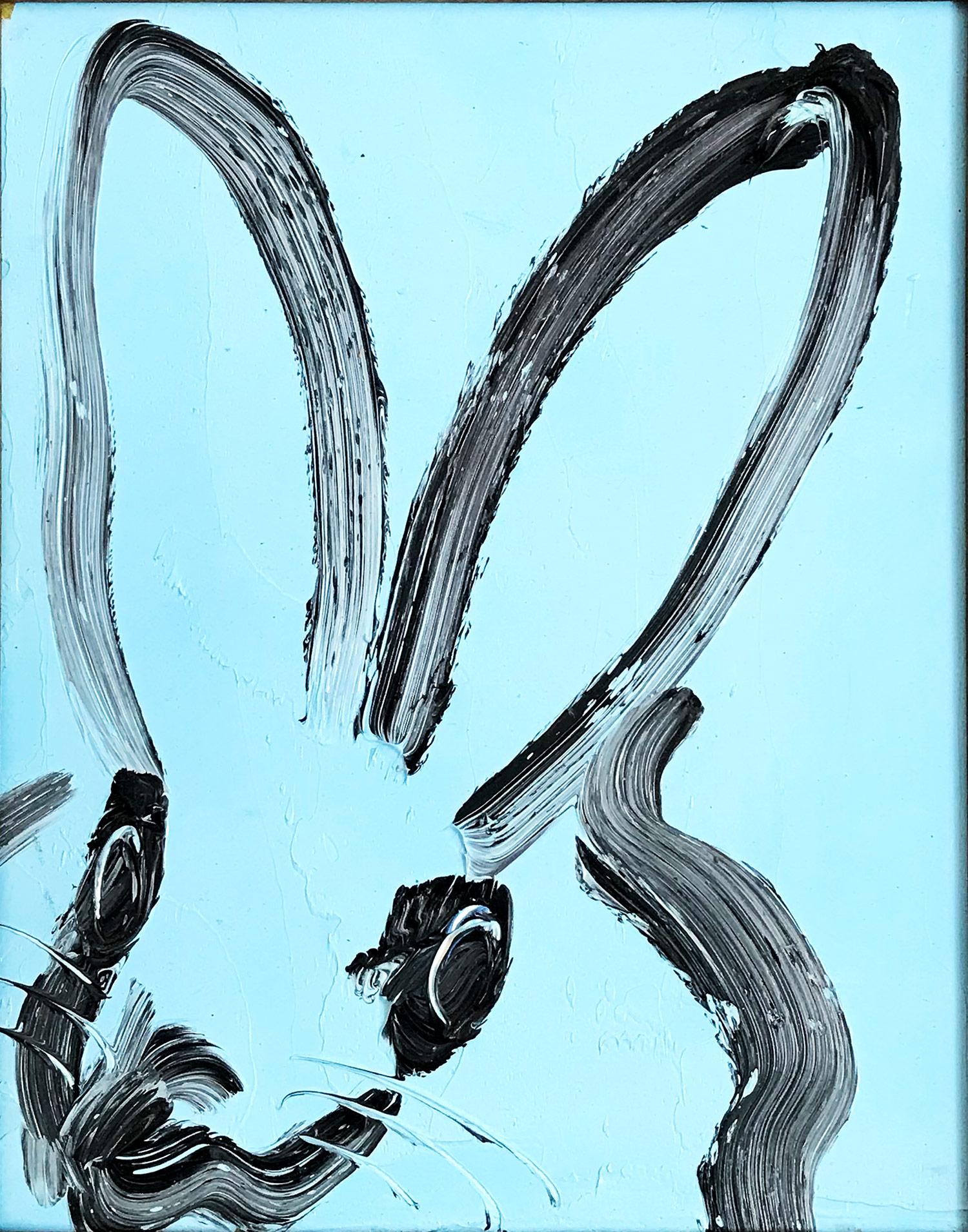 Untitled (Bunny on Cadet Blue) - Painting by Hunt Slonem