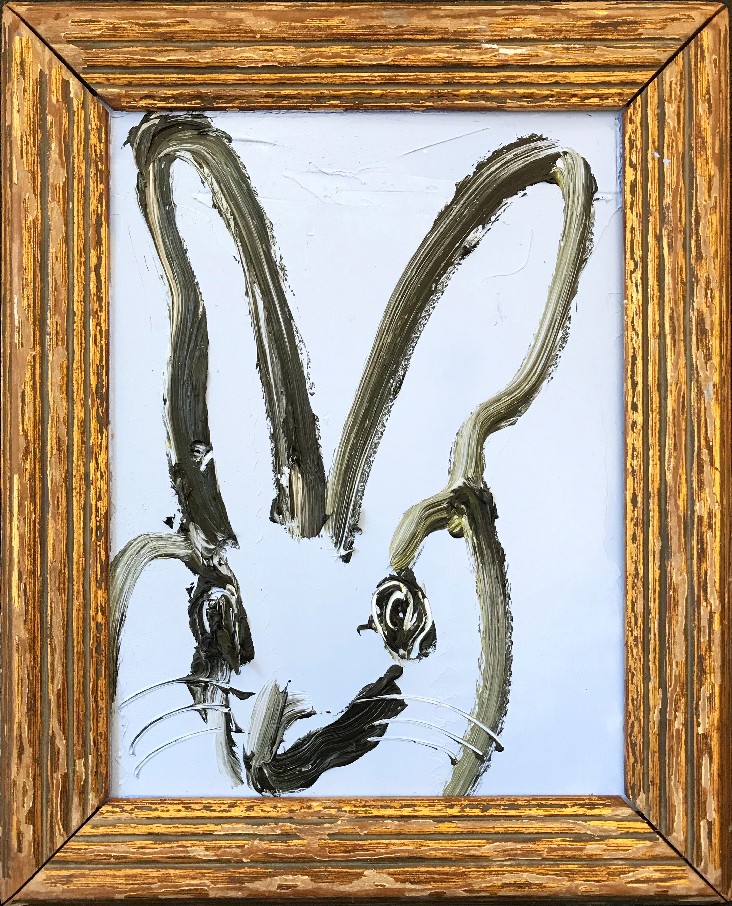 Hunt Slonem Animal Painting - Untitled (Bunny on Carolina Blue)