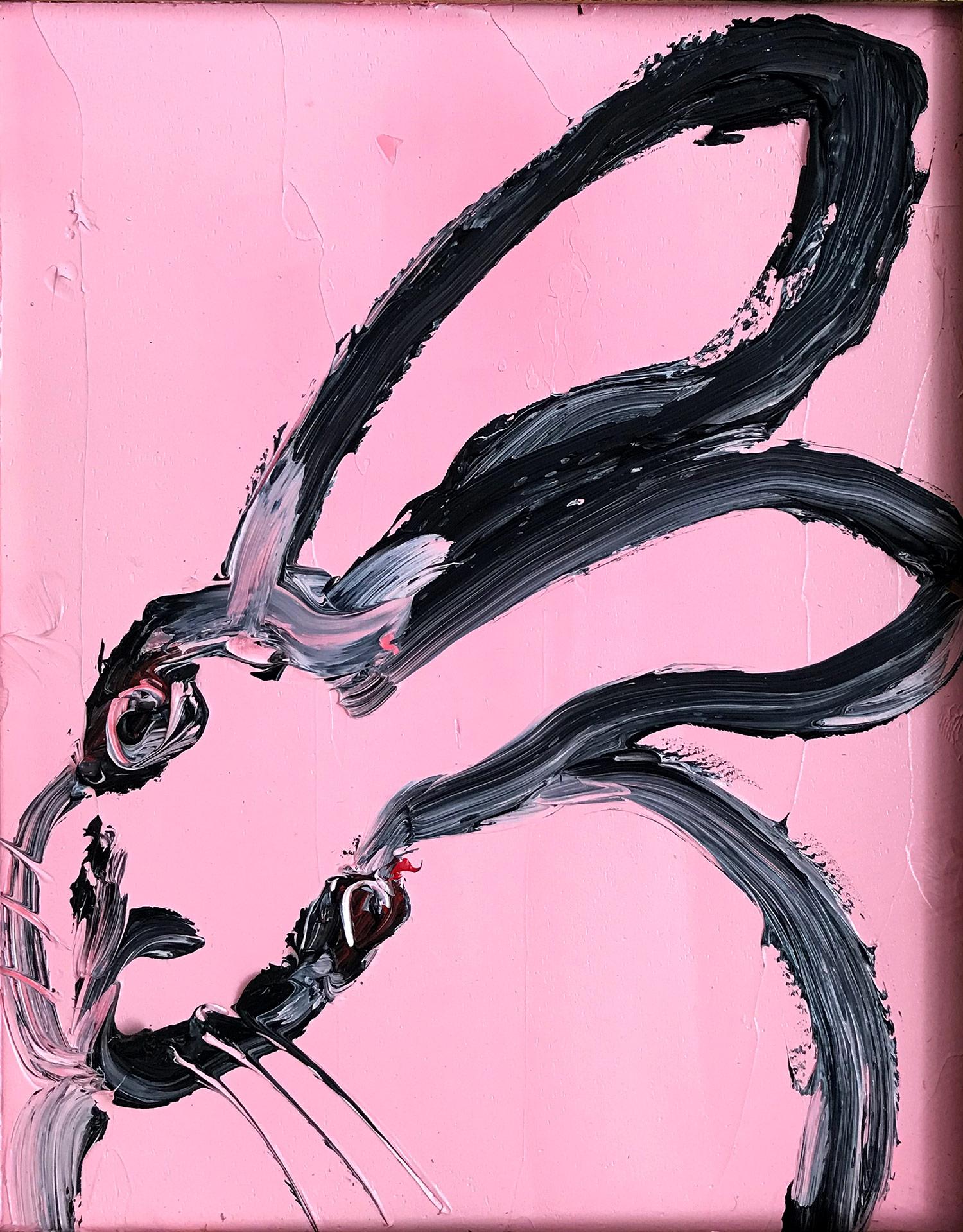 Untitled (Bunny on Flamingo Pink) - Painting by Hunt Slonem