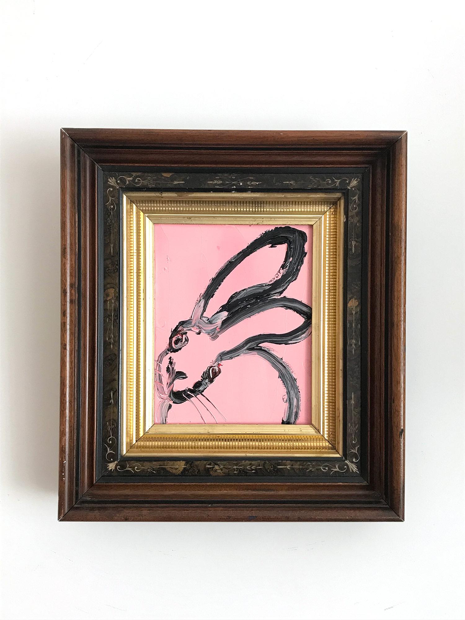 Untitled (Bunny on Flamingo Pink) - Contemporary Painting by Hunt Slonem