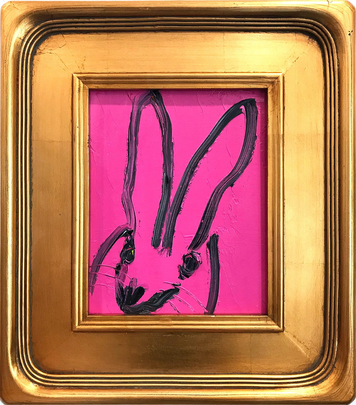 Hunt Slonem Animal Painting - Untitled (Bunny on Hot Pink)