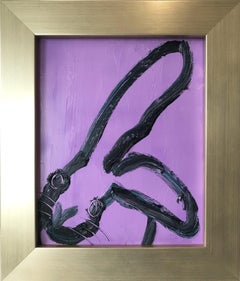 "Untitled" (Bunny on Lavender Purple Background) Oil Painting on Wood Panel