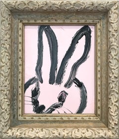 "Untitled" (Bunny on Light Lavender Background) Oil Painting on Wood Panel
