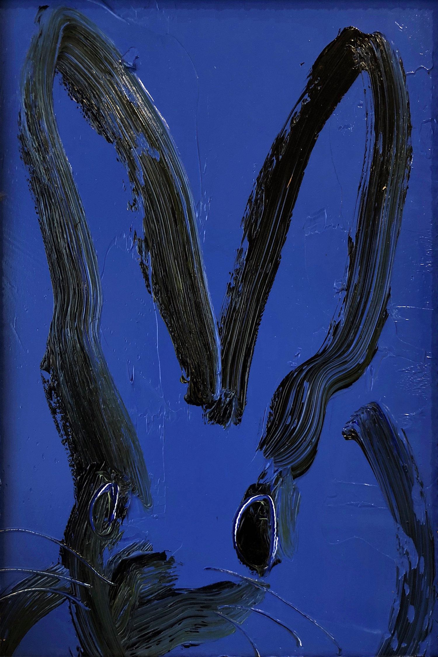 Untitled (Bunny on Mid Night Blue) - Painting by Hunt Slonem