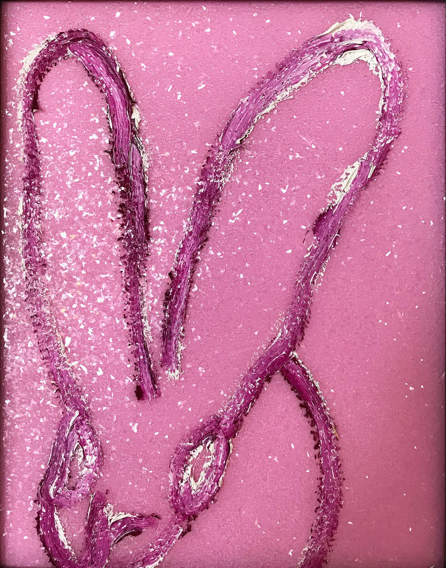 Untitled (Bunny on Pink Diamond Dust) - Contemporary Painting by Hunt Slonem