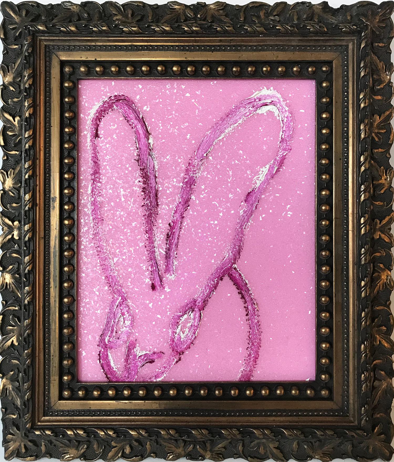 Hunt Slonem Abstract Painting - Untitled (Bunny on Pink Diamond Dust)