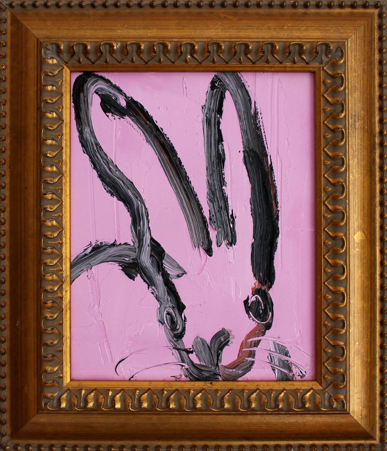 Hunt Slonem Animal Painting - Untitled (Bunny on Pink Lavender)