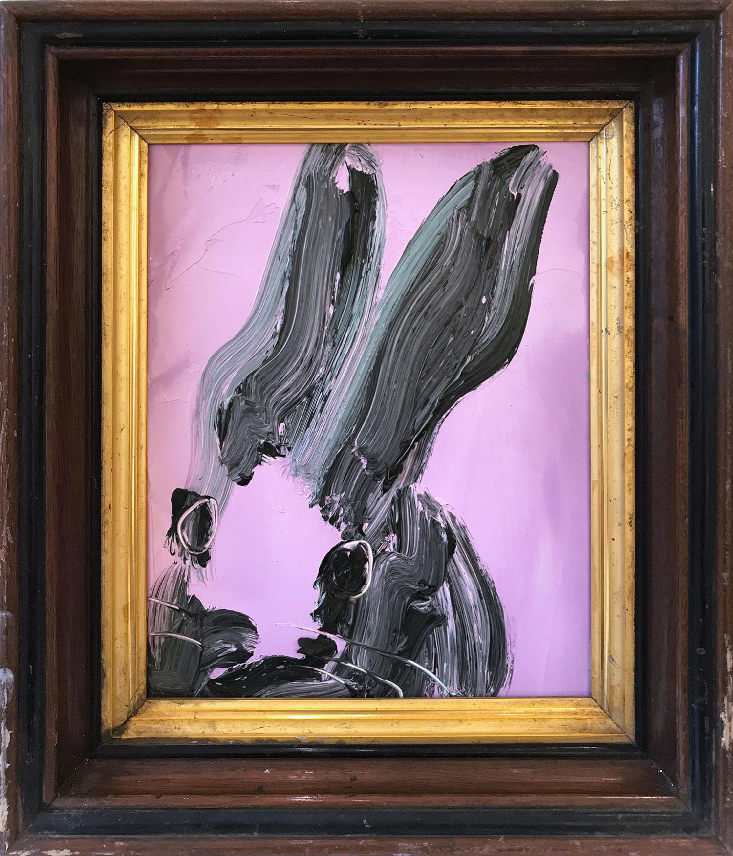 Hunt Slonem Animal Painting - Untitled (Bunny on Purple)