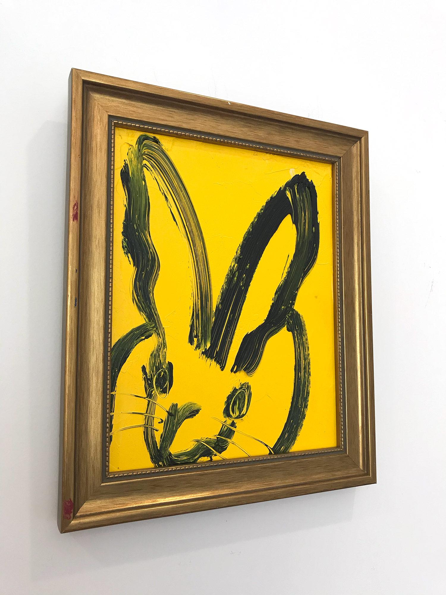 Untitled (Bunny on Royal Yellow) Oil Painting on Wood Panel 1