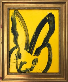 Untitled (Bunny on Royal Yellow) Oil Painting on Wood Panel